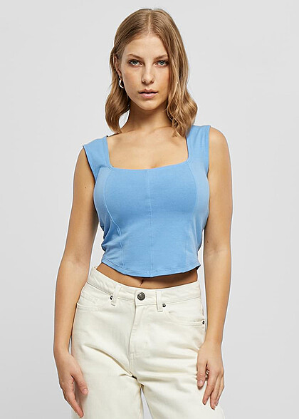 Urban Classics Damen Cropped Corsage Top horizon blau