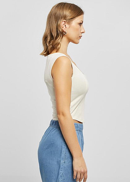 Urban Classics Damen Cropped Corsage Top whitesand beige