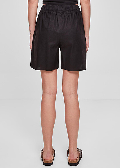 Urban Classics Damen Leinen Shorts mit 2-Pockets schwarz