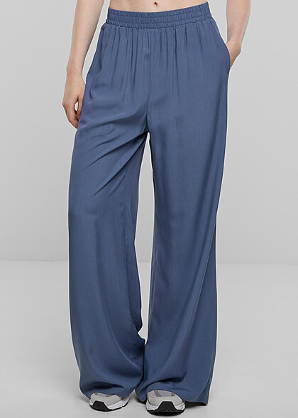 Urban Classics Damen Viskose Hose mit weiten Beinen vintage blau
