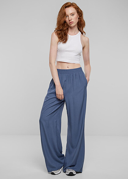 Urban Classics Damen Viskose Hose mit weiten Beinen vintage blau