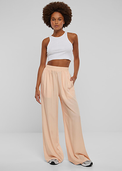 Urban Classics Damen Viskose Hose mit weiten Beinen soft apricot orange