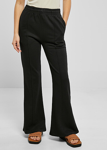 Urban Classics Damen Terry Hose mit weiten Beinen schwarz