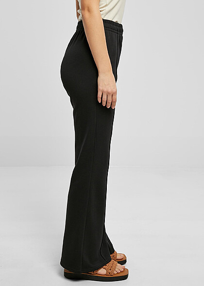Urban Classics Damen Terry Hose mit weiten Beinen schwarz