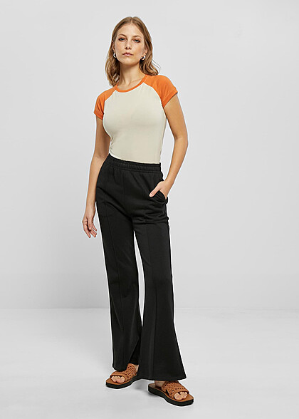 Urban Classics Damen Terry Hose mit weiten Beinen schwarz