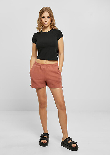Urban Classics Damen Organic Terry Shorts mit 2-Pockets terracotta orange