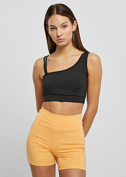 Urban Classics Damen Recycled Asymmetrical Sport-BH Top schwarz