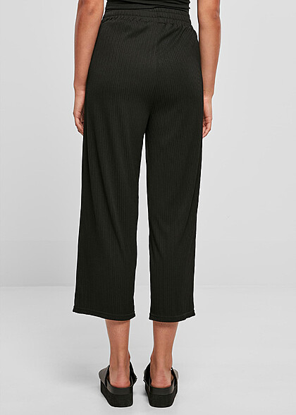Urban Classics Damen Rib Culotte Hose mit 2-Pockets schwarz