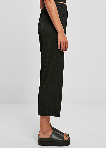 Urban Classics Damen Rib Culotte Hose mit 2-Pockets schwarz