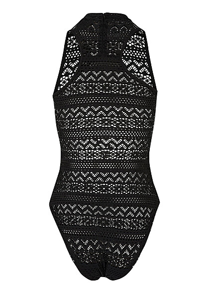Urban Classics Damen Crochet Jersey High Neck Body schwarz