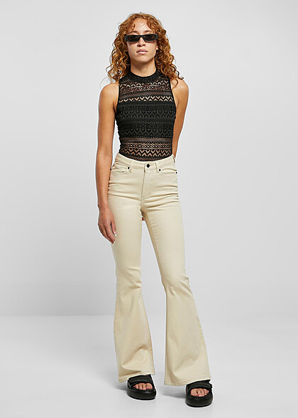 Urban Classics Damen Crochet Jersey High Neck Body schwarz