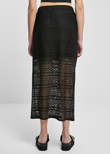Urban Classics Damen Crochet Rock mit Spitzen-Details schwarz