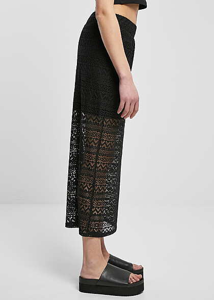 Urban Classics Damen Crochet Rock mit Spitzen-Details schwarz