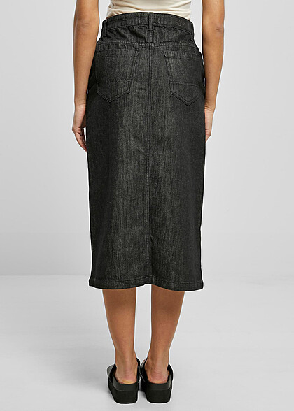 Urban Classics Damen Midi Jeans-Rock mit 4-Pockets washed schwarz