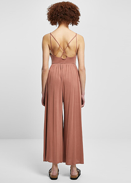 Urban Classics Damen Modal Spaghetti Jumpsuit rot braun