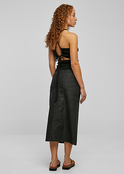 Urban Classics Damen Rib Stricktop mit Crossed Back schwarz