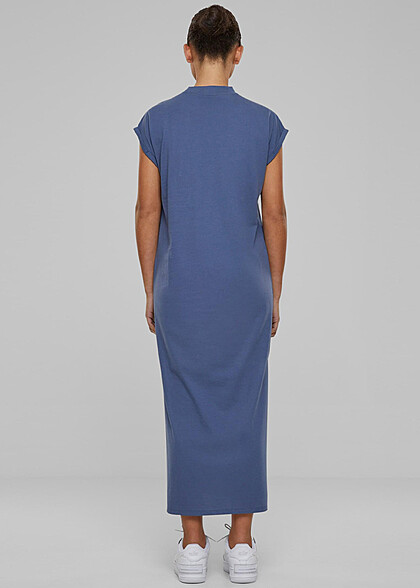 Urban Classics Damen Extended Shoulder Kleid mit Rundhals vintage blau