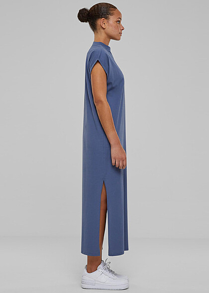 Urban Classics Damen Extended Shoulder Kleid mit Rundhals vintage blau