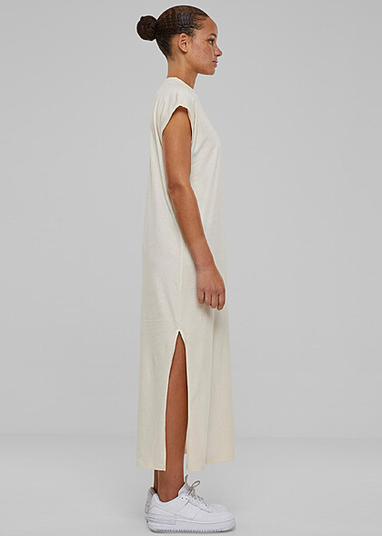 Urban Classics Damen Extended Shoulder Kleid mit Rundhals whitesand hell beige