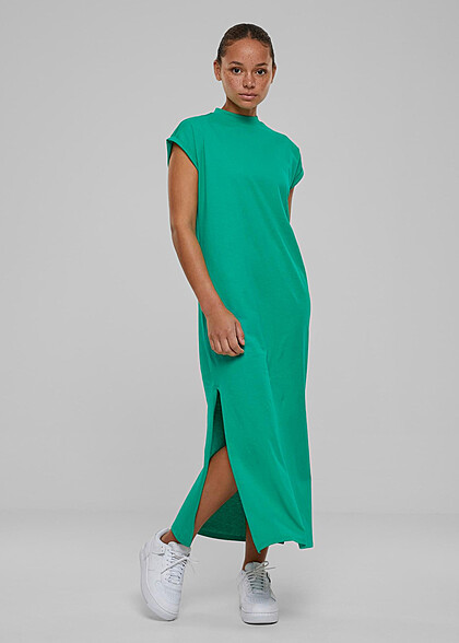 Urban Classics Damen Extended Shoulder Kleid mit Rundhals fern grün