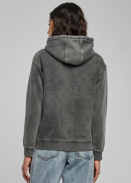 Urban Classics Damen Stone Washed Basic Hoodie washed schwarz