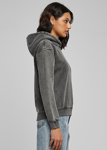 Urban Classics Damen Stone Washed Basic Hoodie washed schwarz