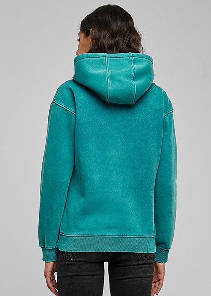 Urban Classics Damen Stone Washed Basic Hoodie wasser grün