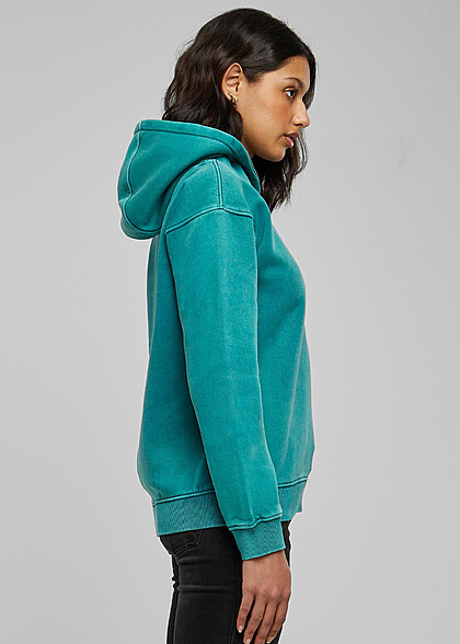 Urban Classics Damen Stone Washed Basic Hoodie wasser grün
