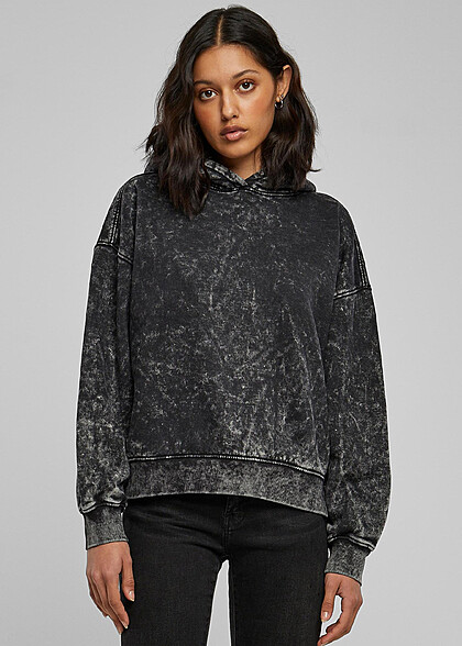 Urban Classics Damen Oversized Towel Hoodie im Washed-Look schwarz