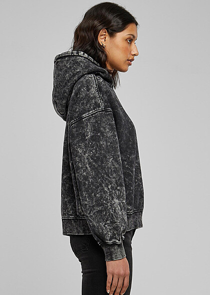Urban Classics Damen Oversized Towel Hoodie im Washed-Look schwarz
