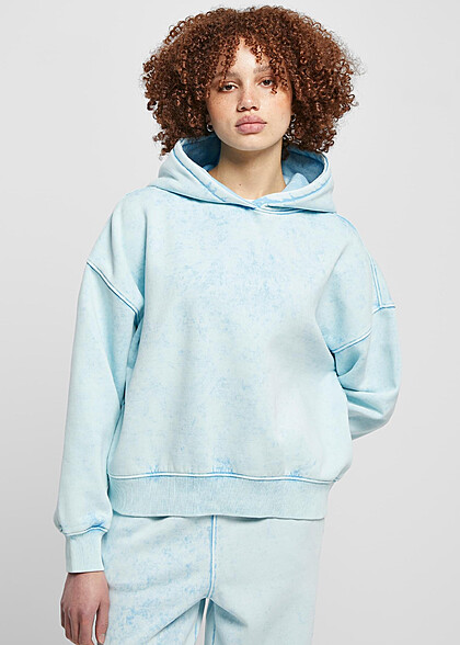 Urban Classics Damen Oversized Towel Hoodie im Washed-Look baltic blau