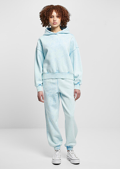 Urban Classics Damen Oversized Towel Hoodie im Washed-Look baltic blau