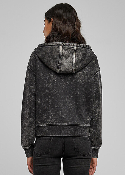 Urban Classics Damen Oversized Towel ZipHoodie im Washed-Look schwarz