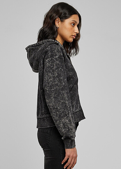 Urban Classics Damen Oversized Towel ZipHoodie im Washed-Look schwarz