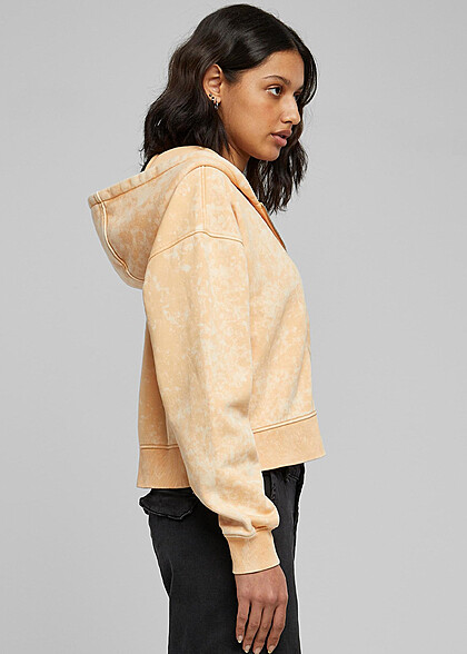 Urban Classics Damen Oversized Towel ZipHoodie im Washed-Look pale orange
