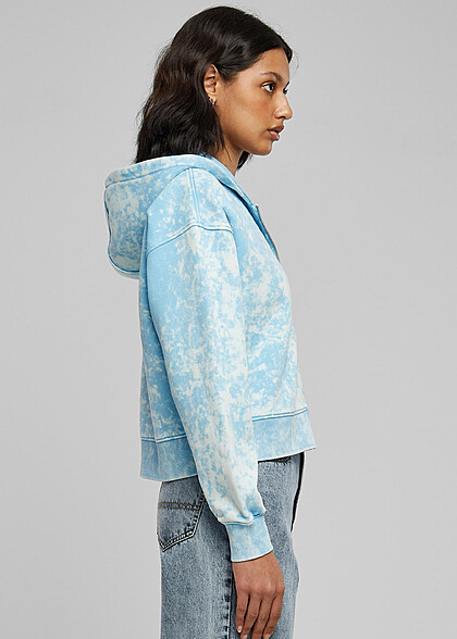 Urban Classics Damen Oversized Towel ZipHoodie im Washed-Look baltic blau