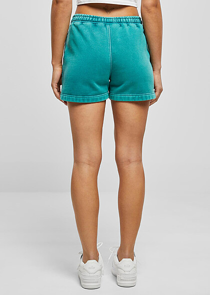 Urban Classics Damen Stone Washed Sweat-Shorts 2-Pockets washed wasser grün