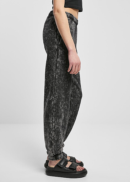 Urban Classics Damen Stone Washed Towel Jogginghose mit 2-Pockets schwarz