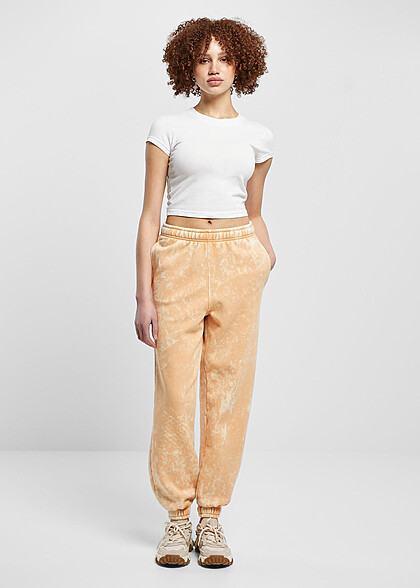 Urban Classics Damen Stone Washed Towel Jogginghose mit 2-Pockets pale orange