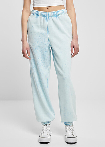Urban Classics Damen Stone Washed Towel Jogginghose mit 2-Pockets baltic blau