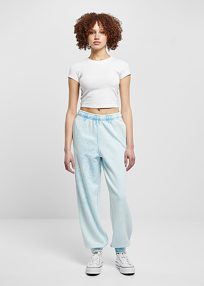 Urban Classics Damen Stone Washed Towel Jogginghose mit 2-Pockets baltic blau