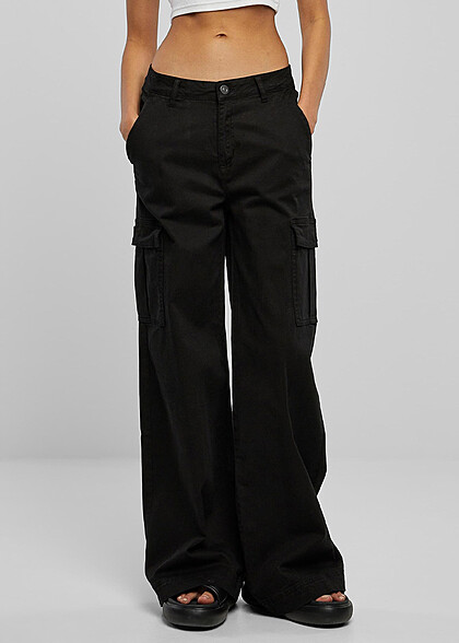 Urban Classics Damen High Waist Twill Cargohose schwarz