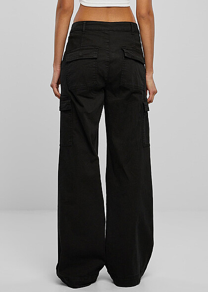 Urban Classics Damen High Waist Twill Cargohose schwarz