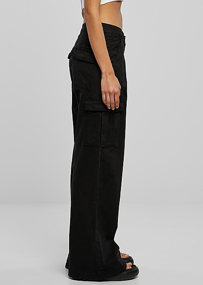 Urban Classics Damen High Waist Twill Cargohose schwarz