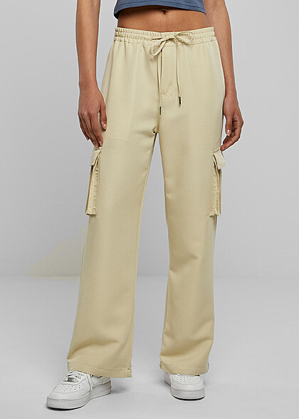 Urban Classics Damen Viskose Cargo-Hose mit Tunnelzug concrete beige