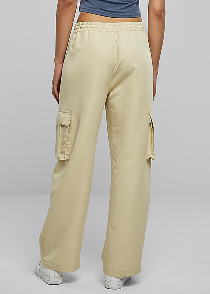 Urban Classics Damen Viskose Cargo-Hose mit Tunnelzug concrete beige
