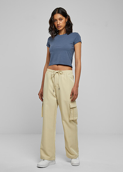 Urban Classics Damen Viskose Cargo-Hose mit Tunnelzug concrete beige
