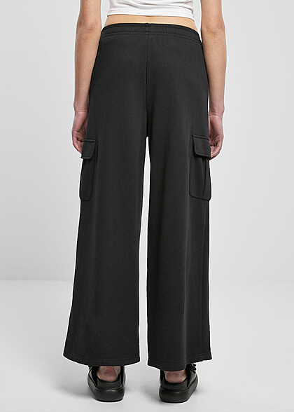 Urban Classics Damen High Waist Terry Cargohose schwarz