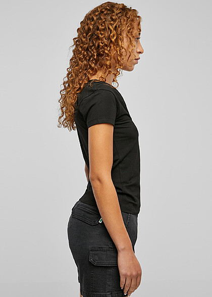Urban Classics Damen Organic Asymmetric T-Shirt schwarz
