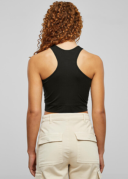Urban Classics Damen Cropped Top mit Knotendetail schwarz